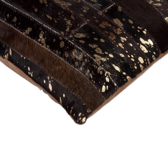 Natural Home Decor Torino Madrid Cowhide Pillow | 1-Piece | Choco/gold | 12"x20" - Picture 2 of 2